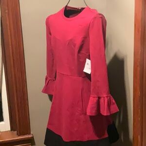 NWT Kate Spade Red A-Line Bell-Sleeve Dress. Sz. S